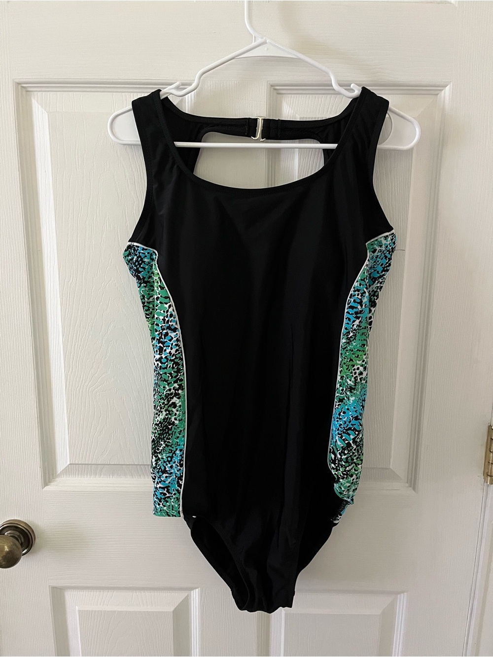 Catalina Black One-Piece Swimsuit with Teal and Aqua Side Prints